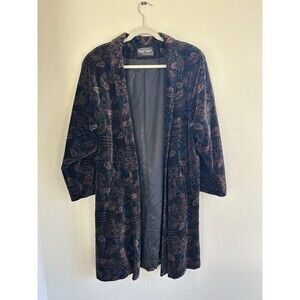 VTG 1990’s PORTRAIT J.L. DE BALL VELVET WOMEN GEOMETRIC MIDI COAT JACKET L